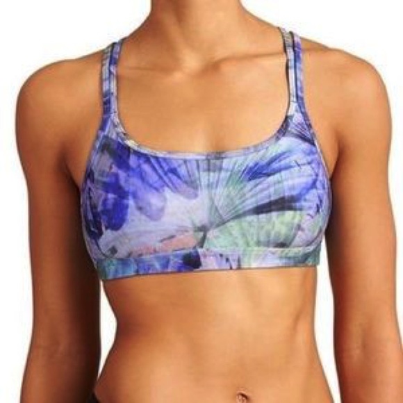 Athleta Other - ATHLETA Floral Full Focus Sports Bra Top Studio Yoga Workout Cross Back
